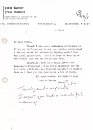 Brief von Peter Hunter vom 27.8.1972