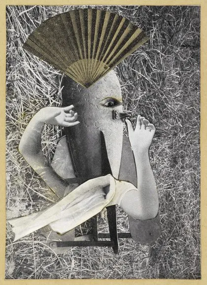 Max Ernst: Die chinesische Nachtigall / Le rossignol chinois, 1920. Collage und Tusche auf Papier, 15,5 x 9 cm. Musée de Grenoble © VG Bild-Kunst, Bonn 2024