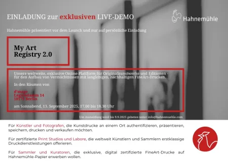 Einladung zur exklusiven Preview: Hahnemühle präsentiert „My Art Registry 2.0“ in Berlin